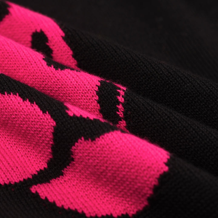 Women's black leopard jacquard vintage knitwear