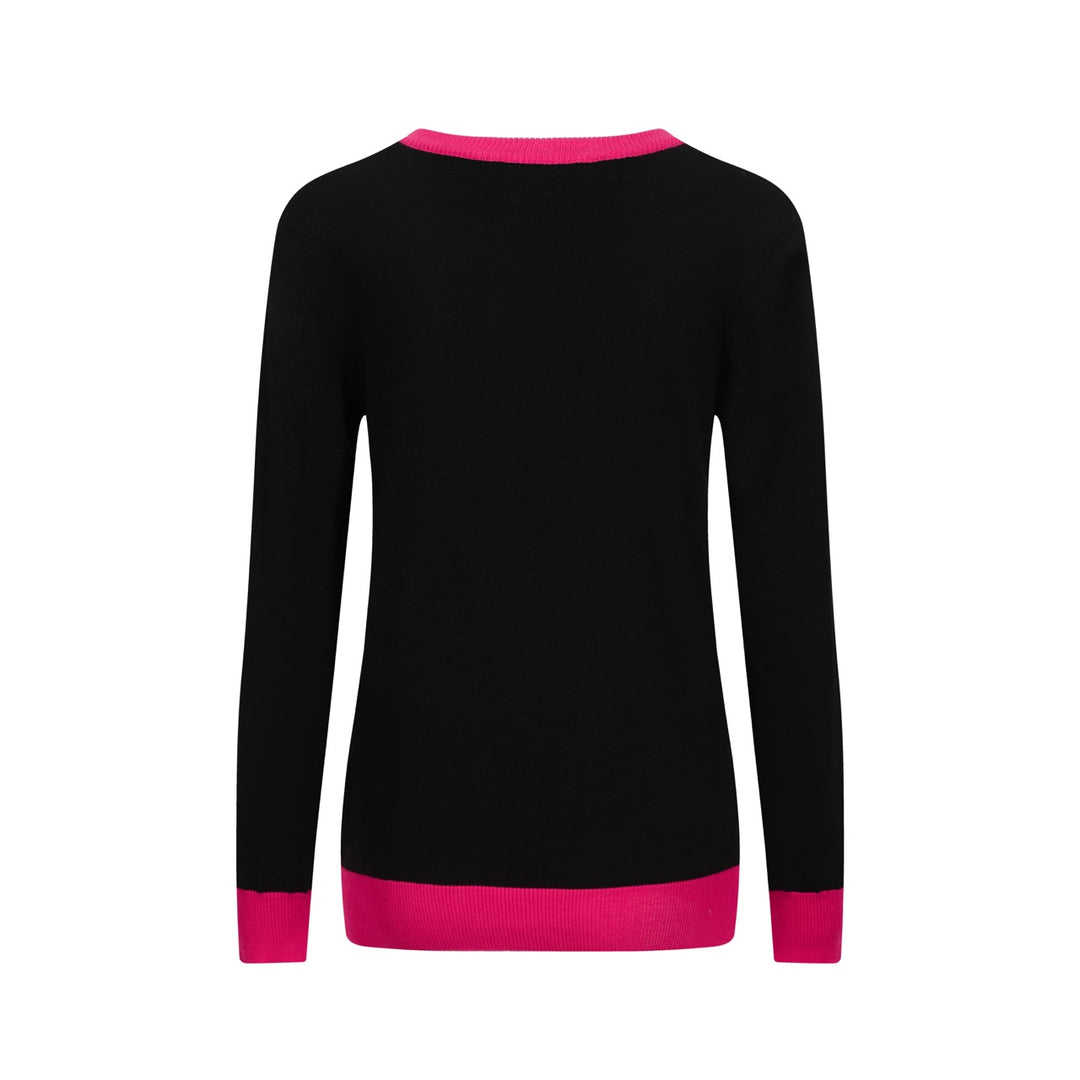 Women's black leopard jacquard vintage knitwear