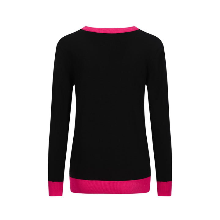 Women's black leopard jacquard vintage knitwear