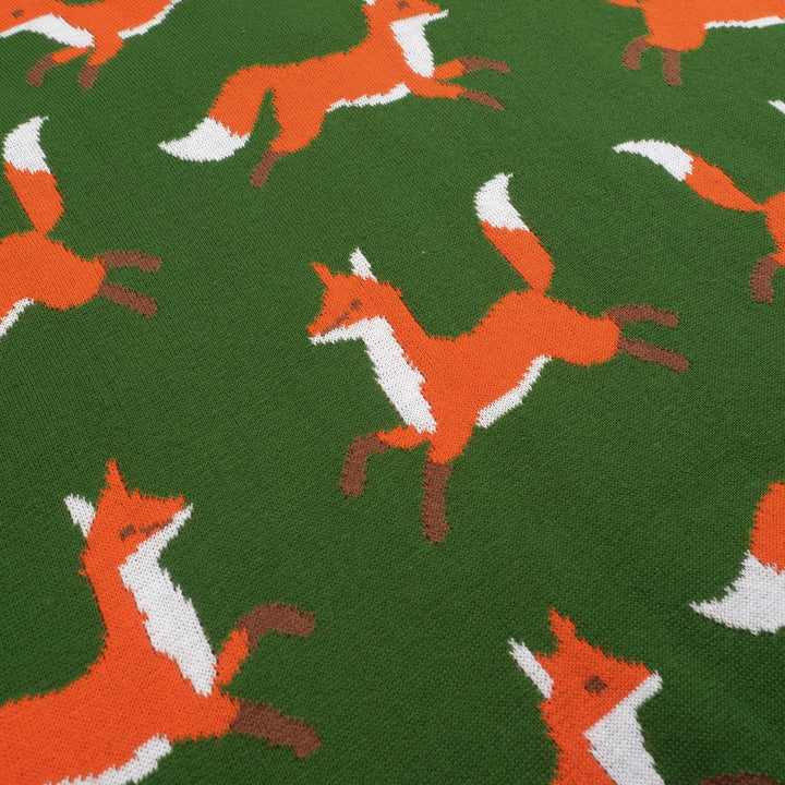 Women's green vintage fox jacquard knitwear