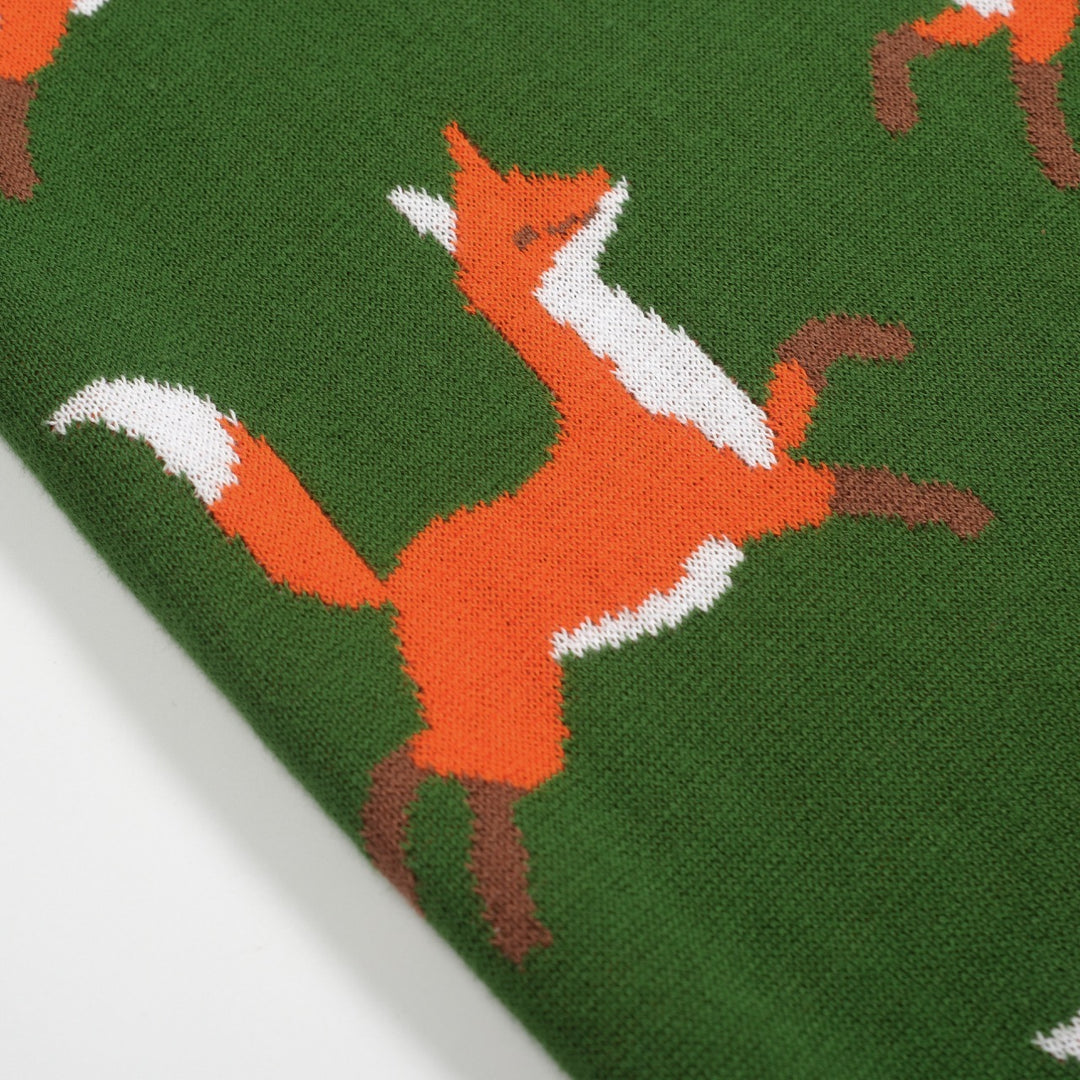 Women's green vintage fox jacquard knitwear