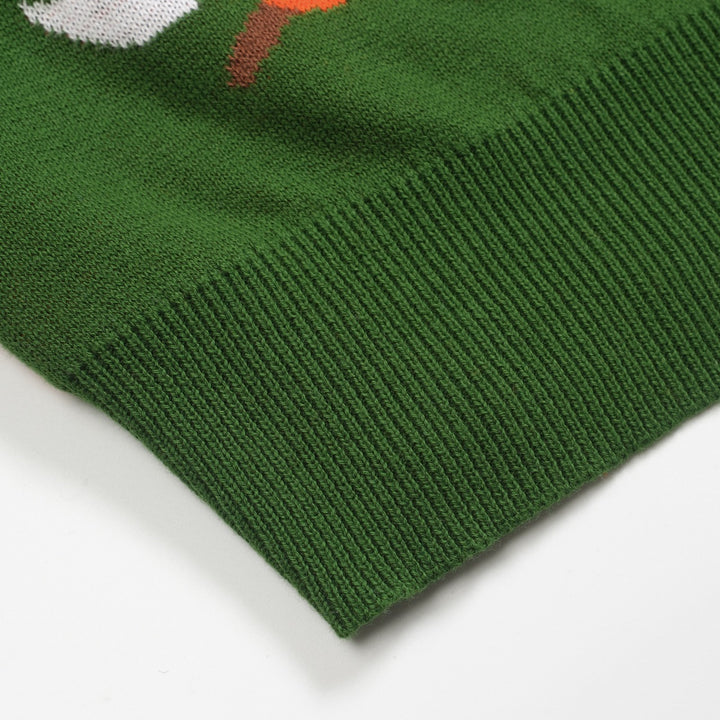 Women's green vintage fox jacquard knitwear