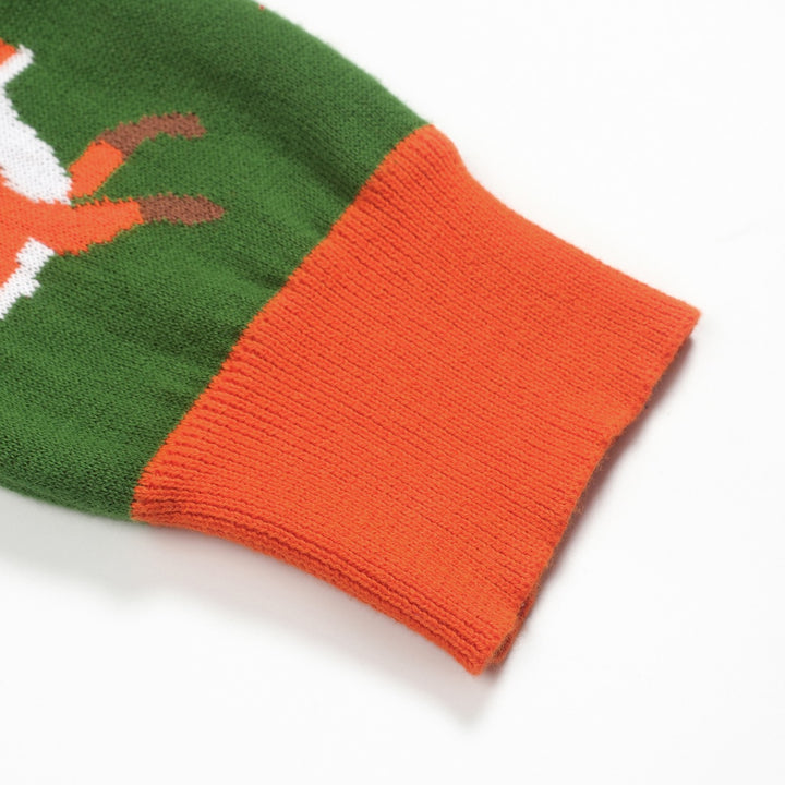 Women's green vintage fox jacquard knitwear