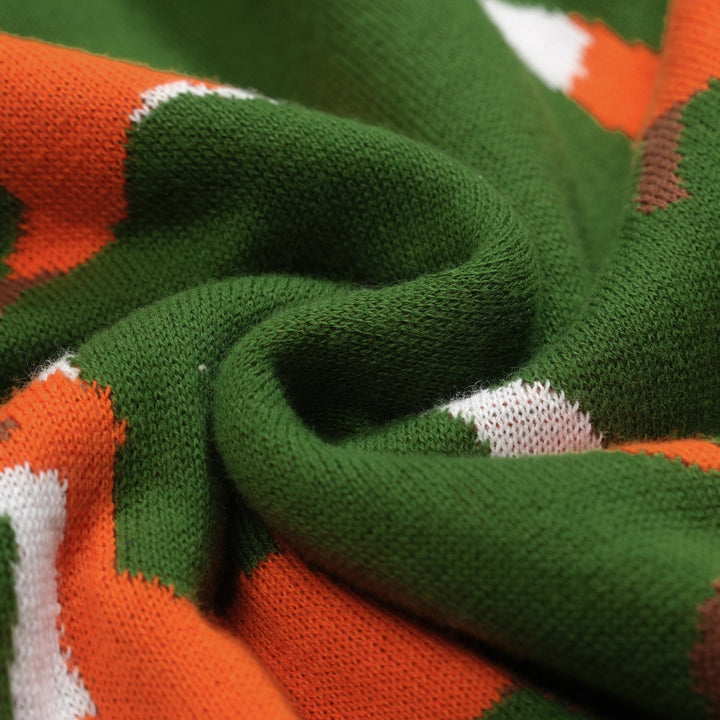 Women's green vintage fox jacquard knitwear