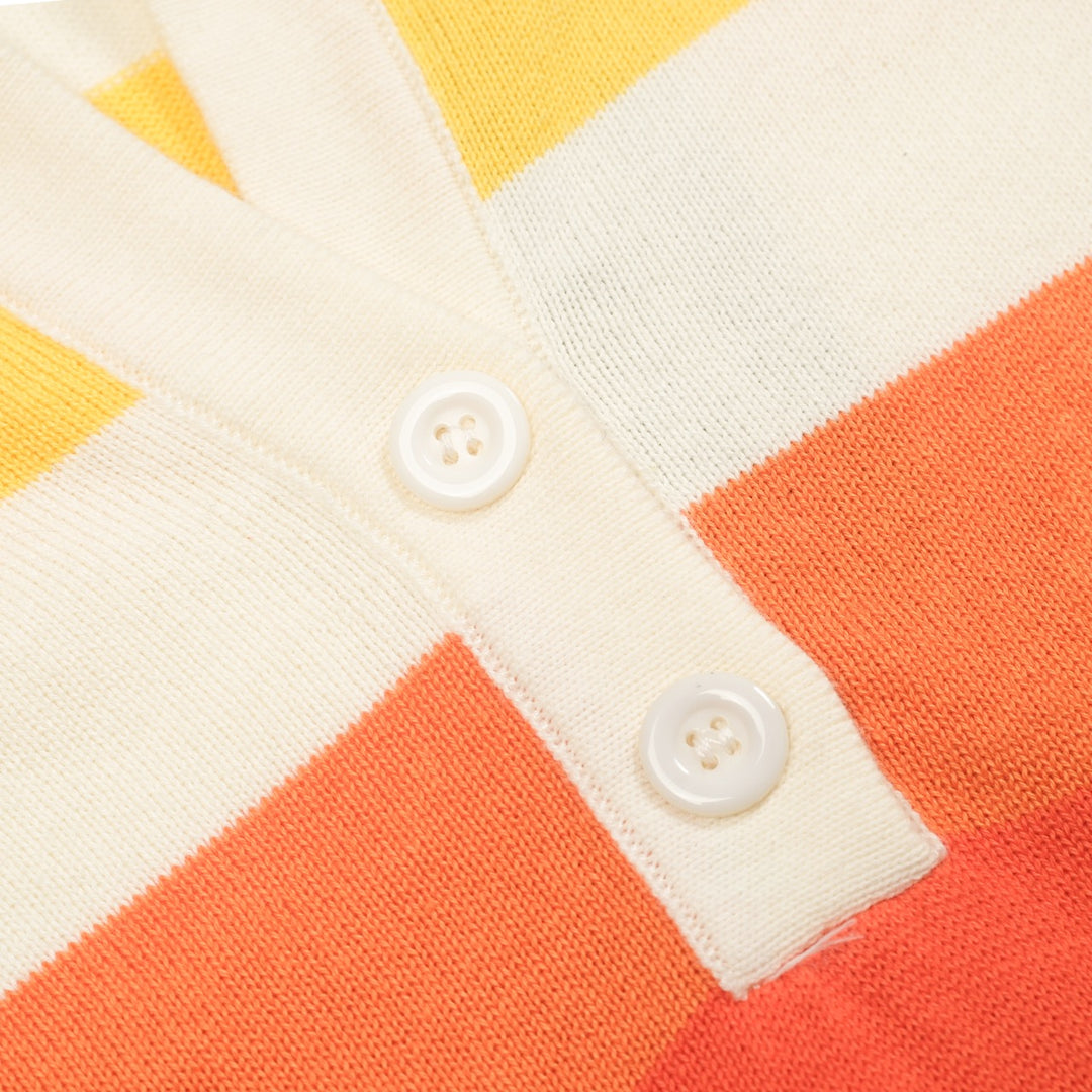 Flerfärgad randig V-ringad stickad dam