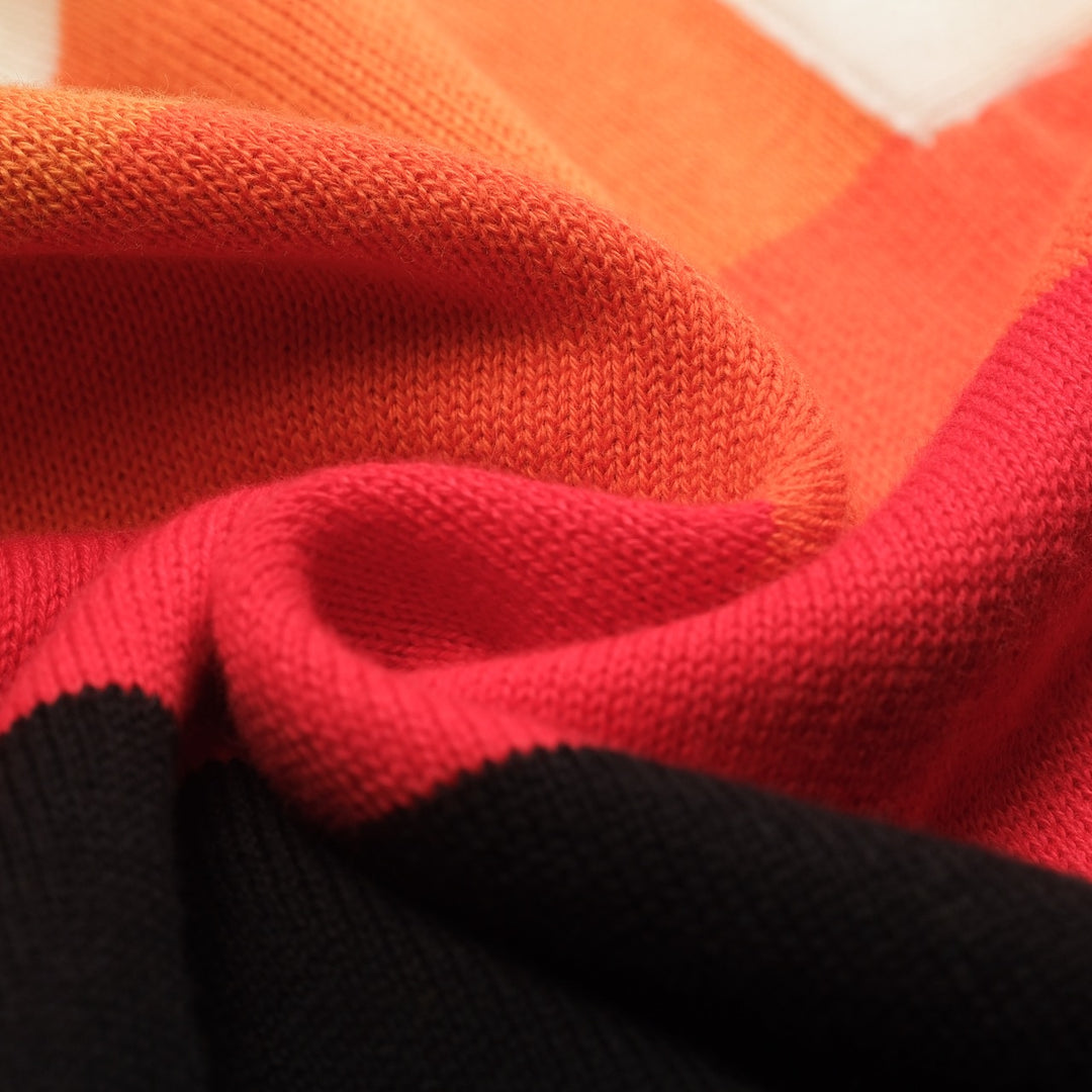 Flerfärgad randig V-ringad stickad dam