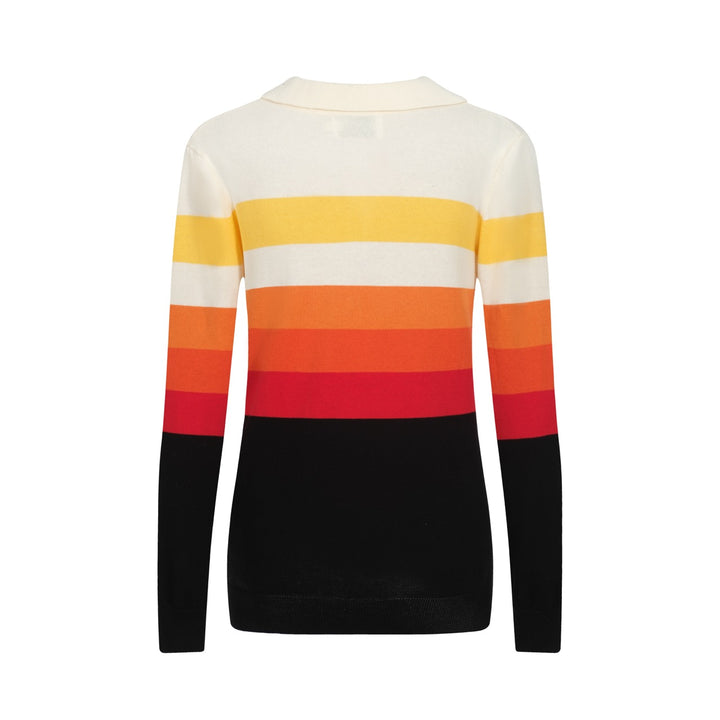 Flerfärgad randig V-ringad stickad dam