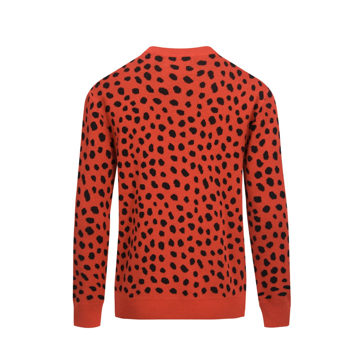 Men's red vintage leopard print jacquard knitwear