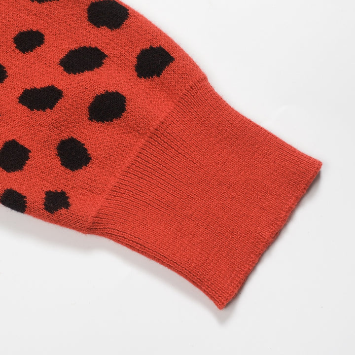 Men's red vintage leopard print jacquard knitwear