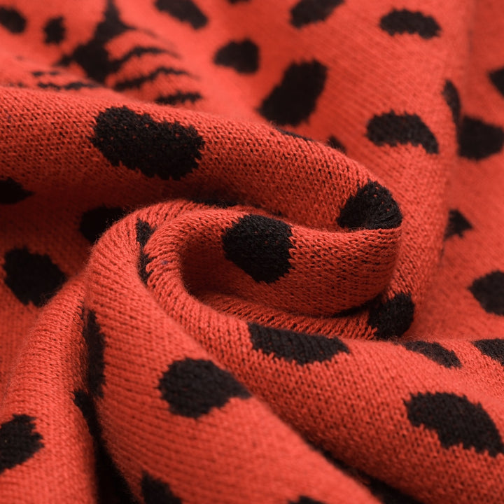 Men's red vintage leopard print jacquard knitwear