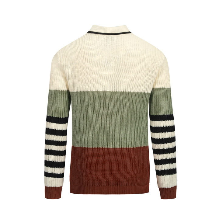 Flerfärgad randig vintage V-ringad polosticka för män