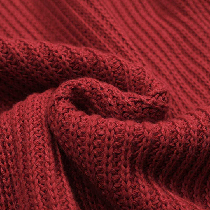 Men's retro red casual V-neck vintage knitwear