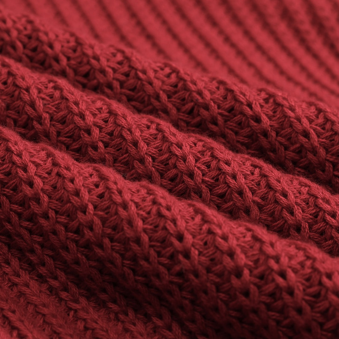 Men's retro red casual V-neck vintage knitwear