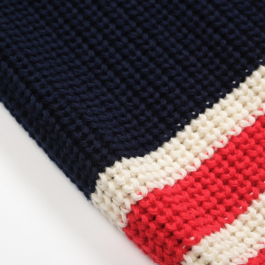 Dunkelblauer Retro-Strickpullover für Herren mit V-Ausschnitt