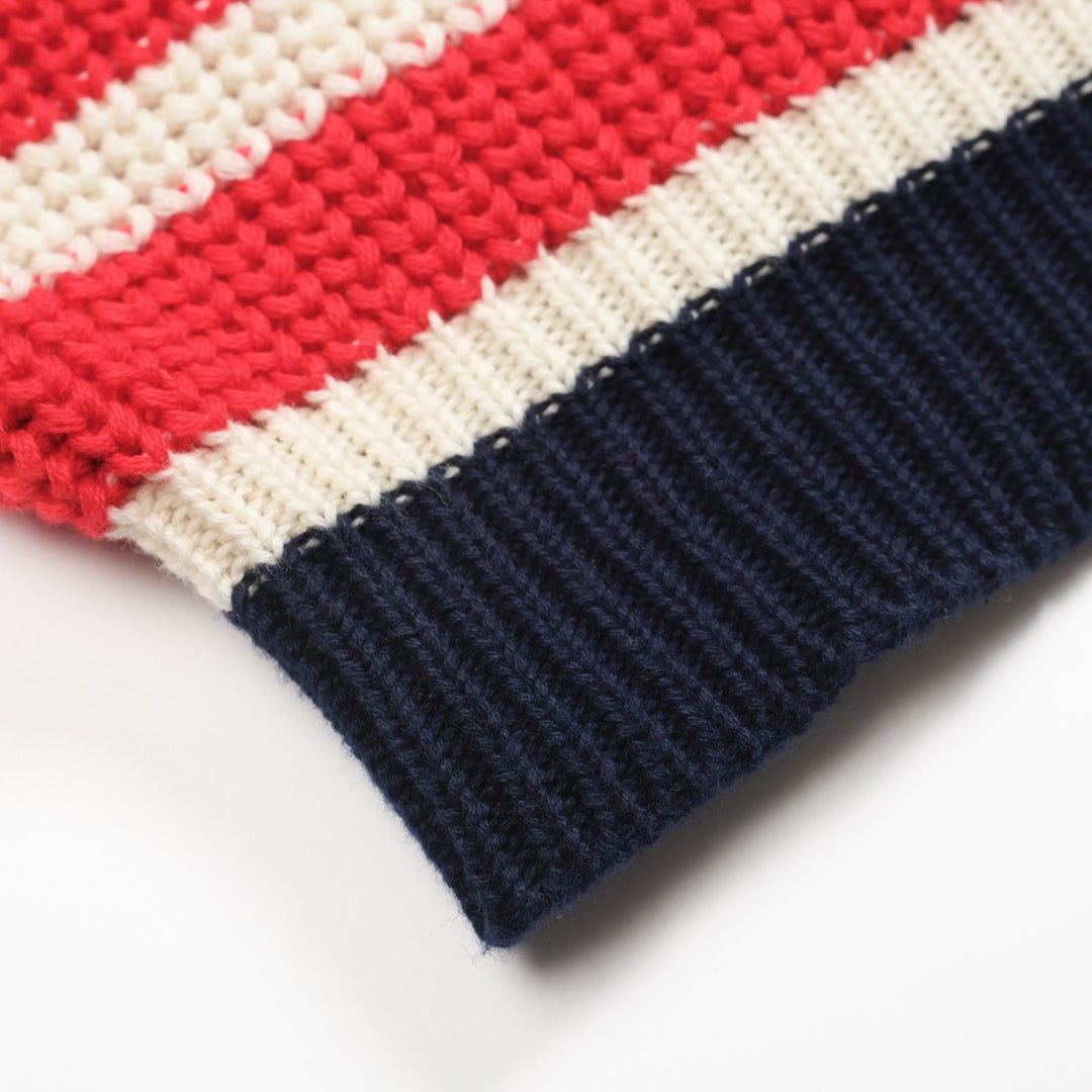 Dunkelblauer Retro-Strickpullover für Herren mit V-Ausschnitt