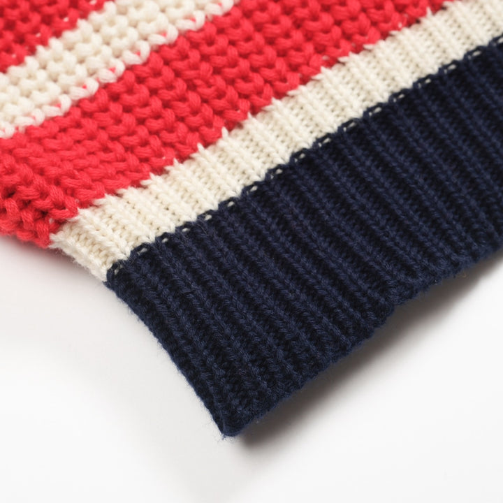 Dunkelblauer Retro-Strickpullover für Herren mit V-Ausschnitt