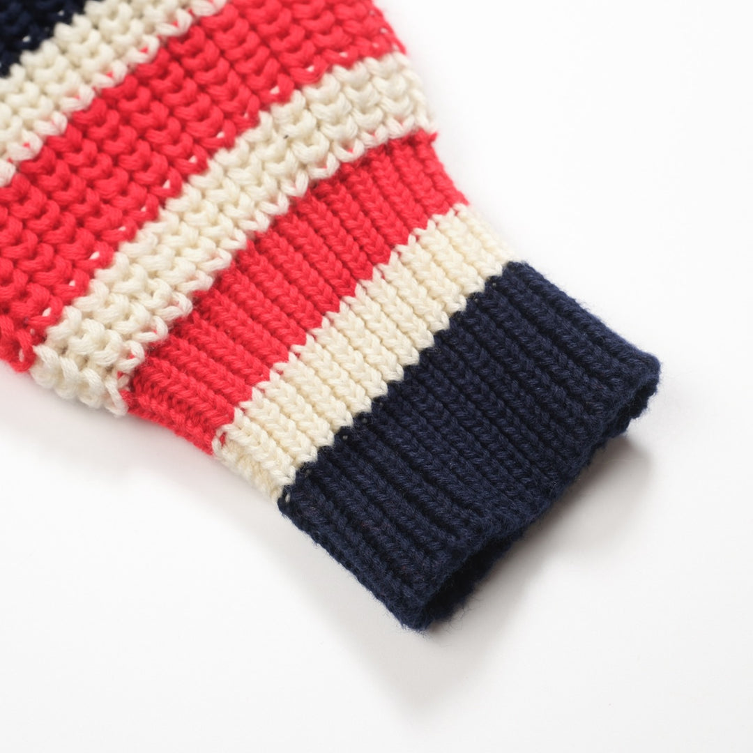 Dunkelblauer Retro-Strickpullover für Herren mit V-Ausschnitt