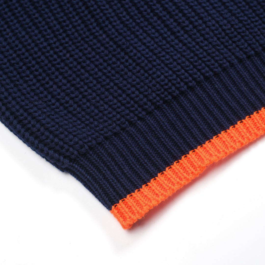 Dunkelblaue, lässige Retro-Strickware mit V-Ausschnitt für Herren