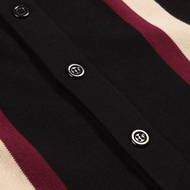 Schwarzer Retro-Strickcardigan für Herren im Stil der 1960er Jahre