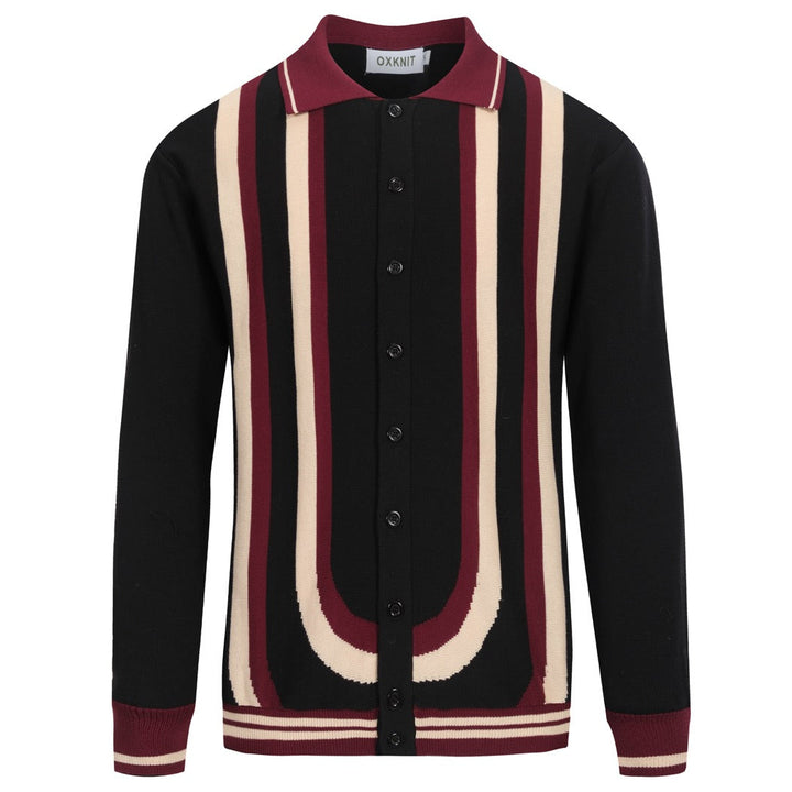 Schwarzer Retro-Strickcardigan für Herren im Stil der 1960er Jahre