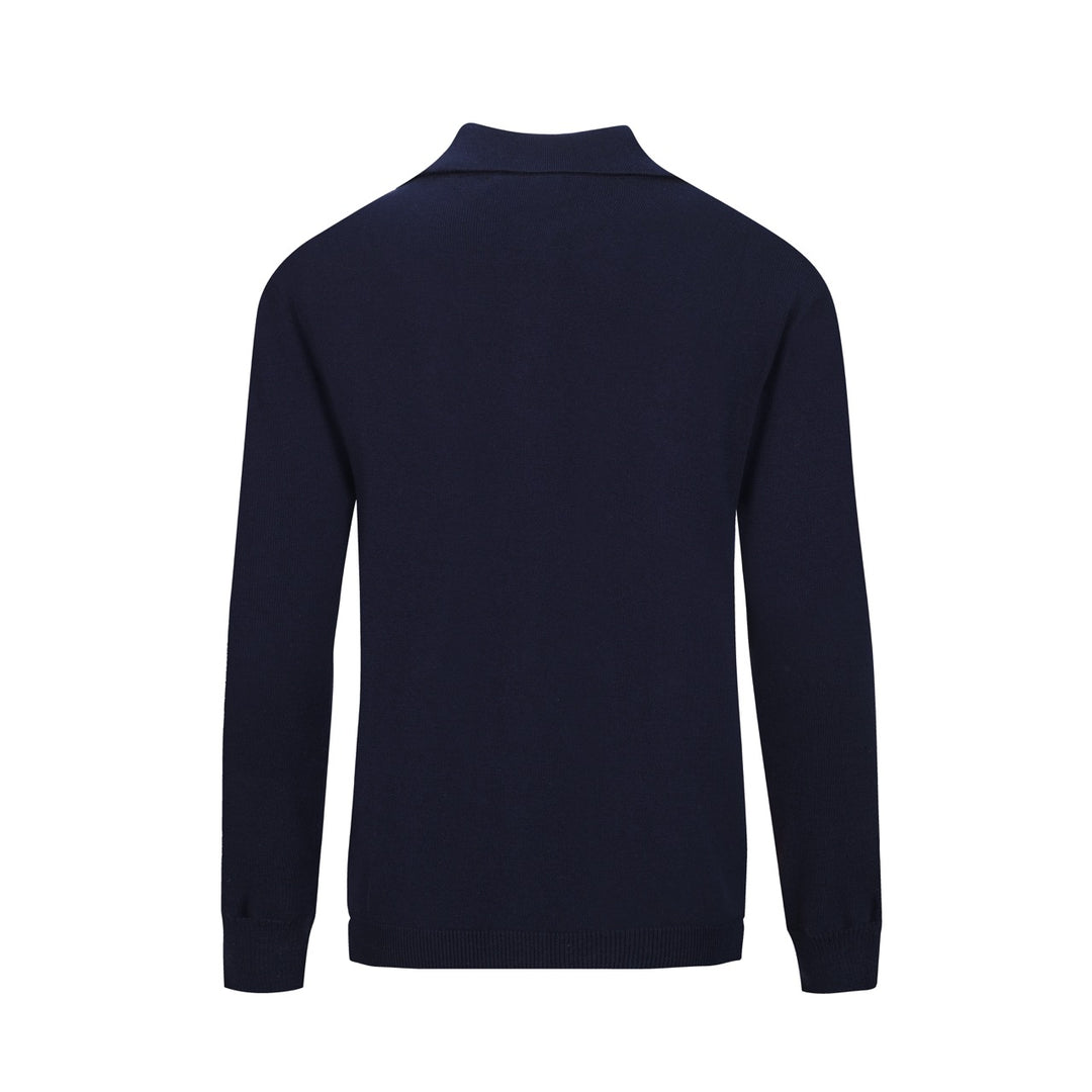 Men's dark blue vintage jacquard knitted cardigan