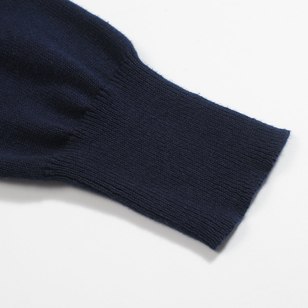 Men's dark blue vintage jacquard knitted cardigan