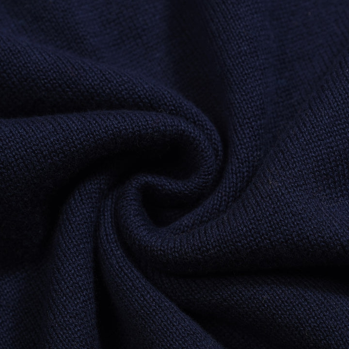 Mörkblårandig stickad puffärmad pikétröja för kvinnor