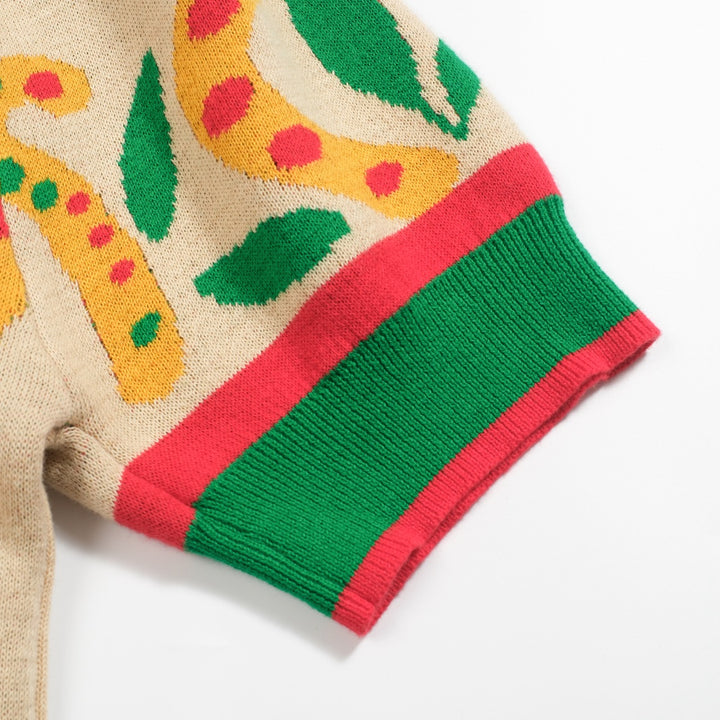 Kvinnors gröna Animal Garden stickad bubbelärm pikétröja