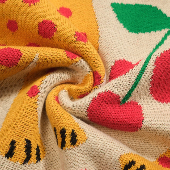 Kvinnors gröna Animal Garden stickad bubbelärm pikétröja