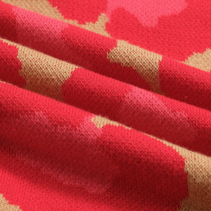 Leopardmönstrad pikétröja i jacquard med V-ringad dragkedja för kvinnor