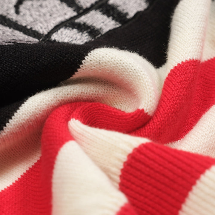 Cat Flame jacquard Rose broderad stickad T-shirt för män