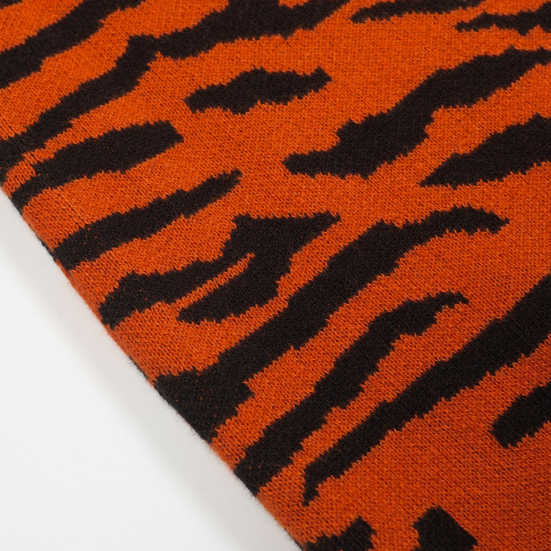 Orange gestreifter Herren-Cardigan mit Reißverschluss