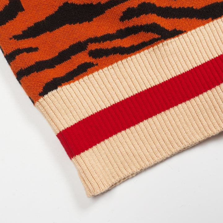 Orange gestreifter Herren-Cardigan mit Reißverschluss