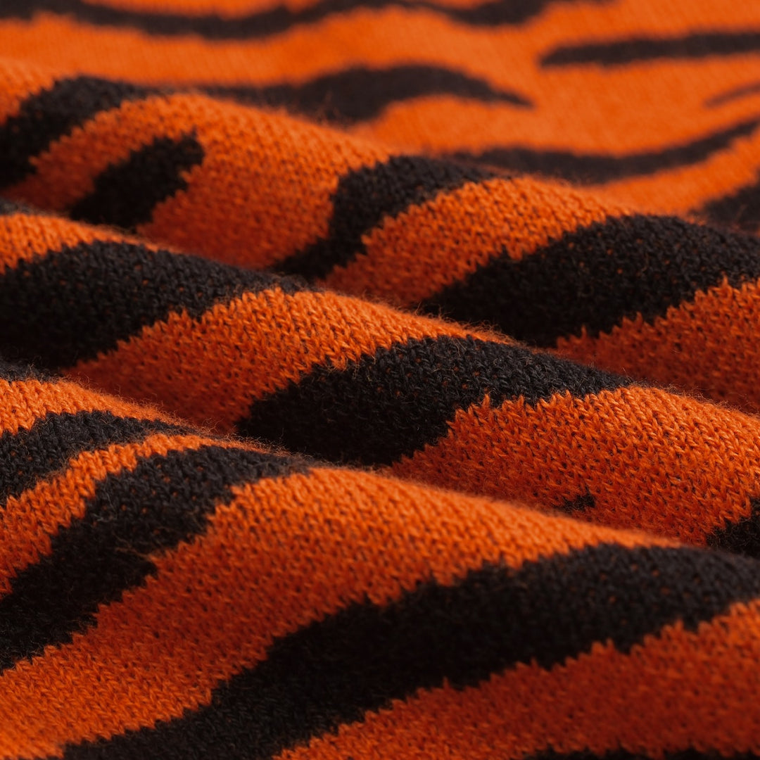 Orange gestreifter Herren-Cardigan mit Reißverschluss