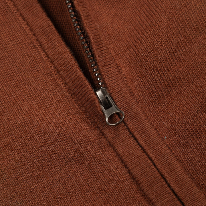 Men's brown striped vintage knitted zipper cardigan