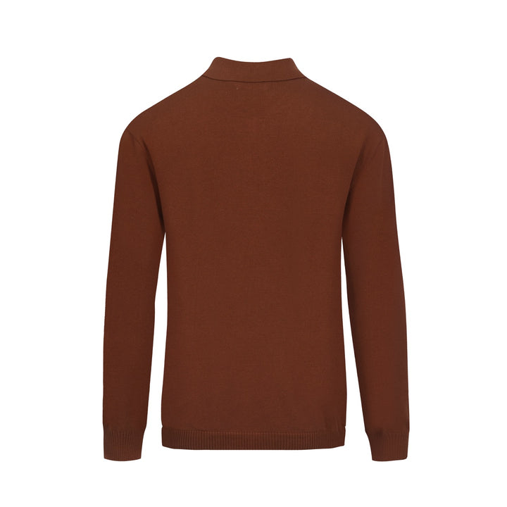 Men's brown striped vintage knitted zipper cardigan