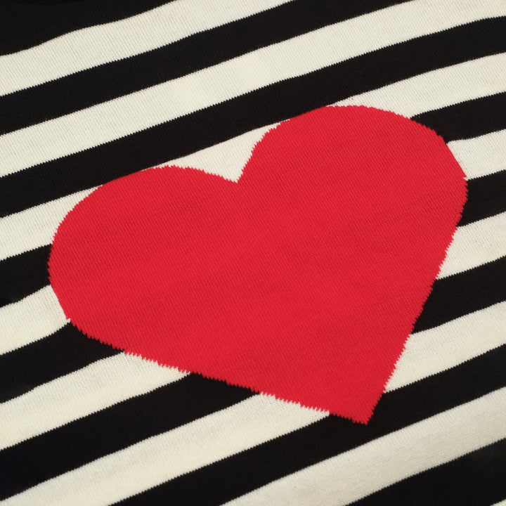 Women's black vintage striped love jacquard knitwear