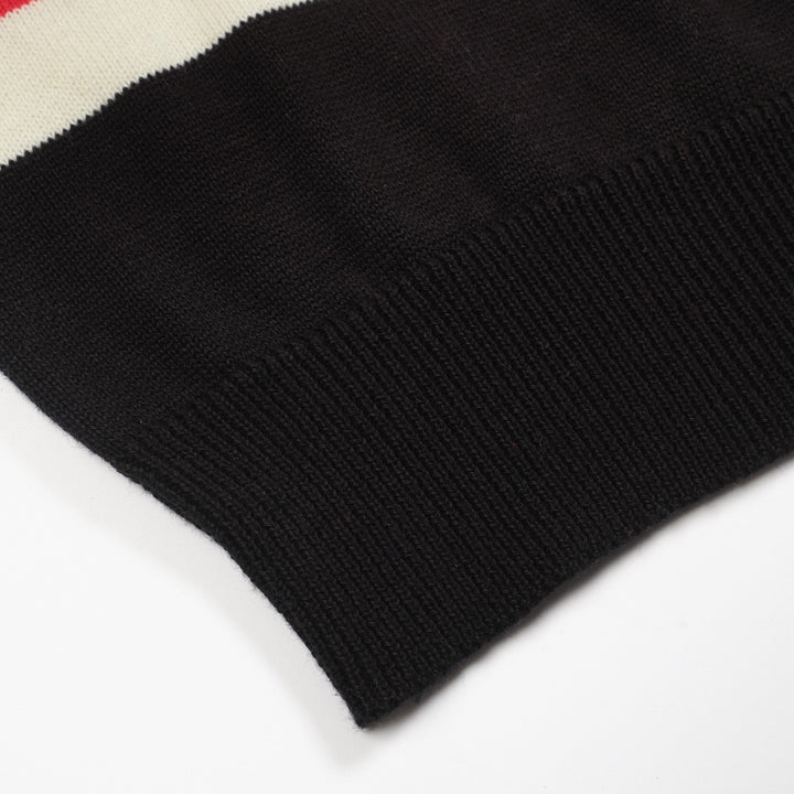 Women's black vintage striped love jacquard knitwear