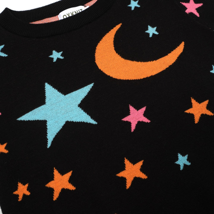 Kvinnors svart stjärna månen jacquard stickade plagg