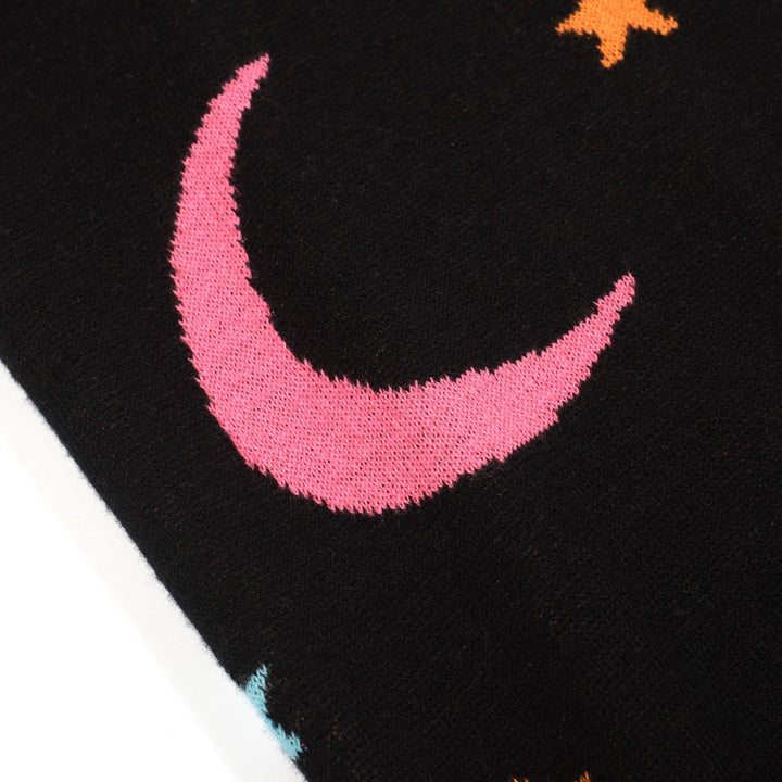 Kvinnors svart stjärna månen jacquard stickade plagg