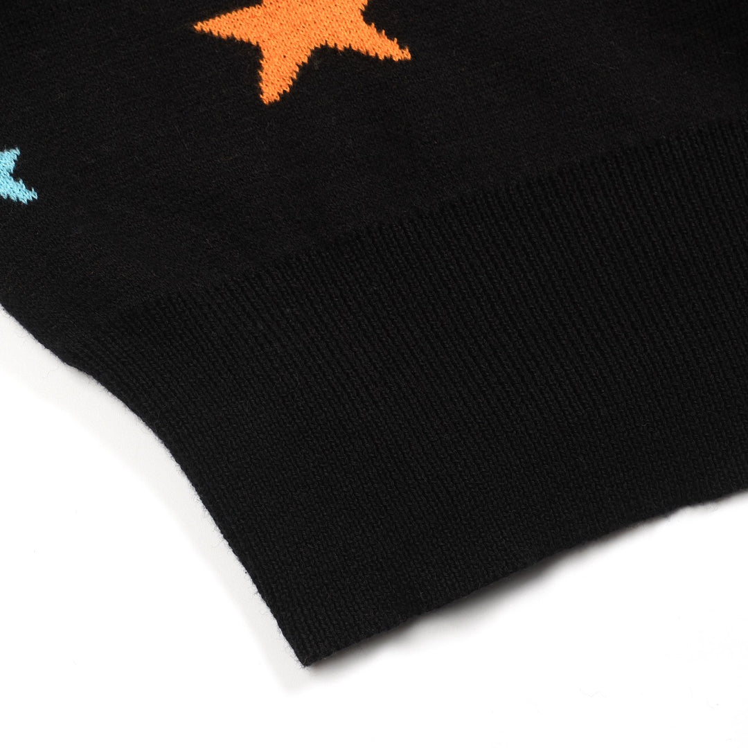 Kvinnors svart stjärna månen jacquard stickade plagg