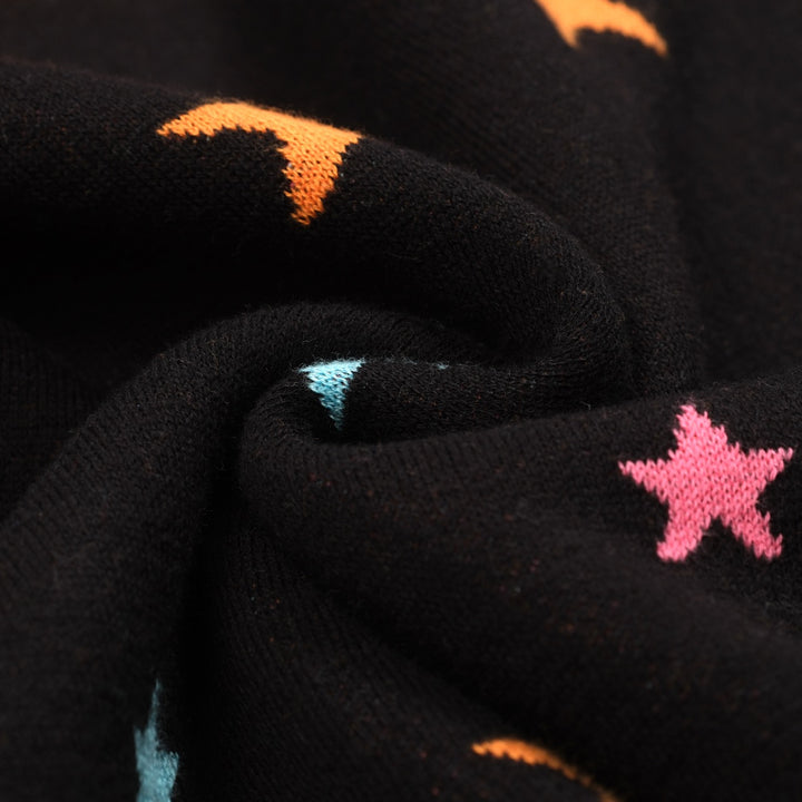 Kvinnors svart stjärna månen jacquard stickade plagg