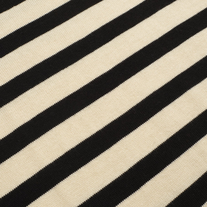 Maglieria da donna con uccellini ricamati a righe color albicocca