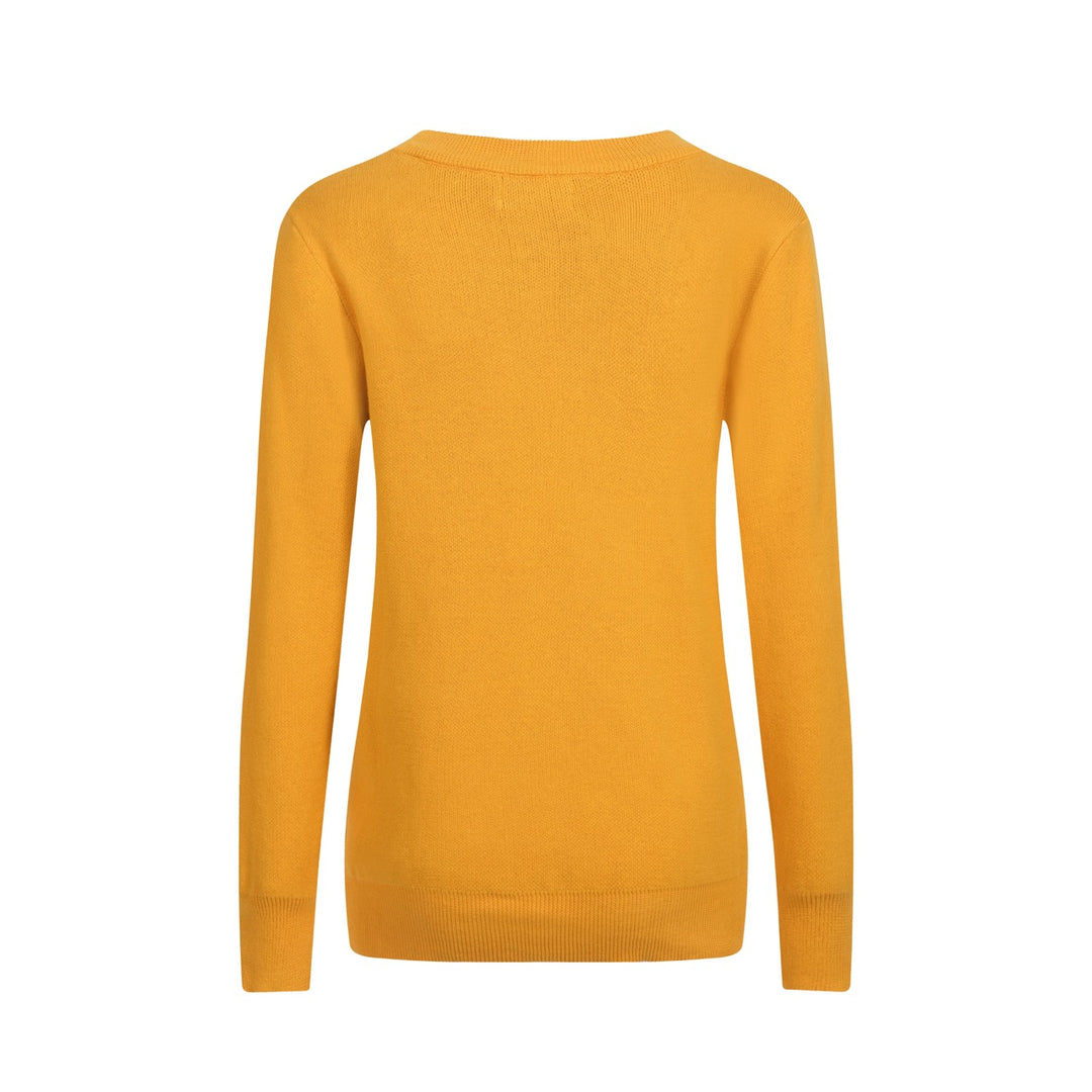 Maglieria jacquard da donna con uccellino giallo retrò