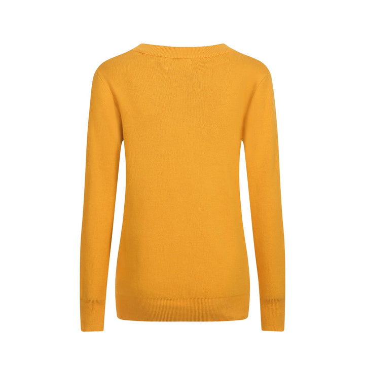 Maglieria jacquard da donna con uccellino giallo retrò