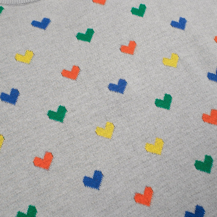 Women's grey heart-shaped vintage jacquard knitwear