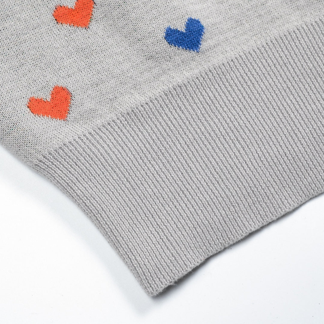 Women's grey heart-shaped vintage jacquard knitwear