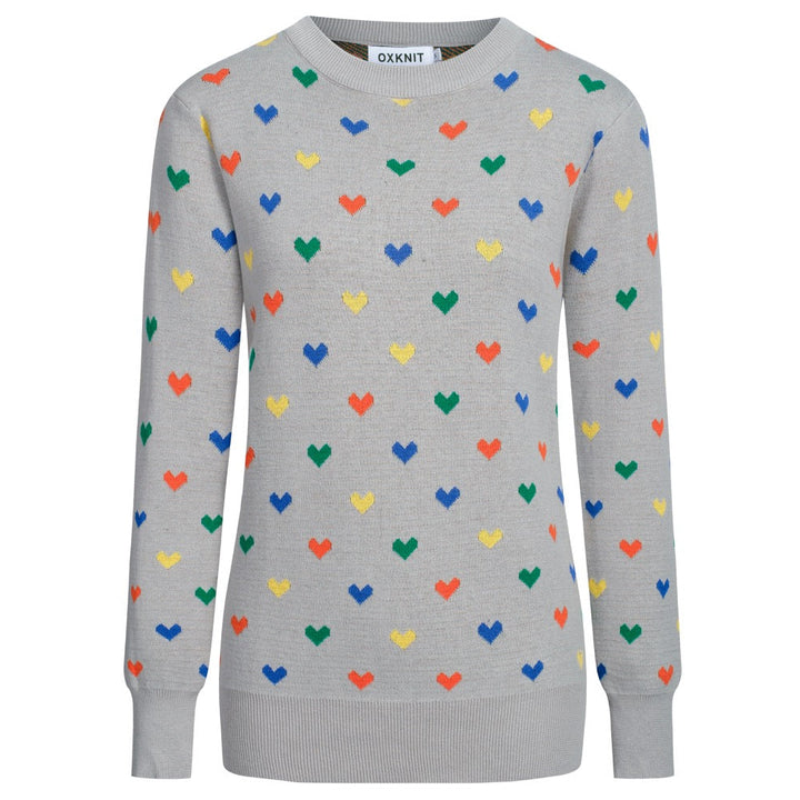 Women's grey heart-shaped vintage jacquard knitwear