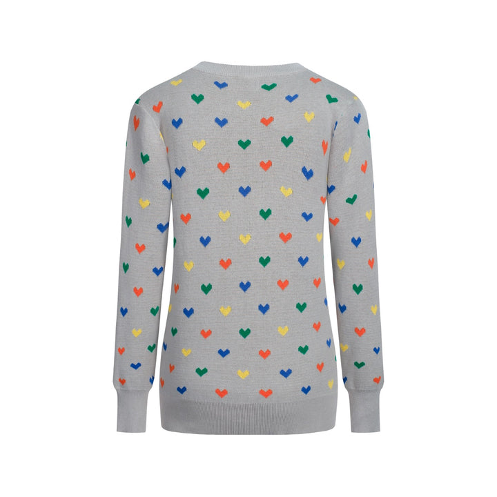 Women's grey heart-shaped vintage jacquard knitwear