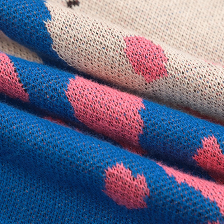 Kvinnors stickade plagg i blått fågeldjur i jacquard